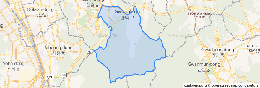 Mapa de ubicacion de 대학동.