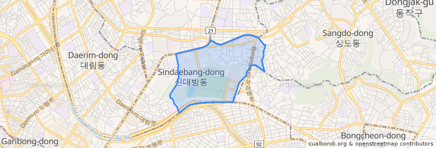 Mapa de ubicacion de 신대방2동.