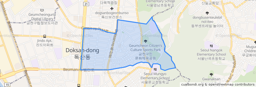 Mapa de ubicacion de 독산4동.