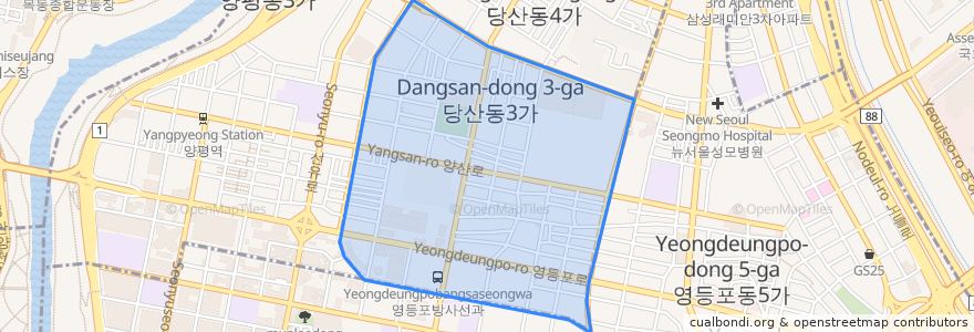 Mapa de ubicacion de 당산1동.