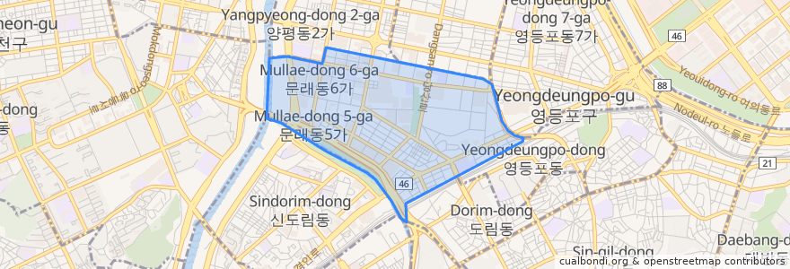 Mapa de ubicacion de 문래동.