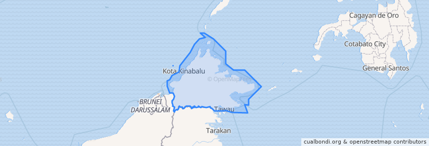 Mapa de ubicacion de Sabah.