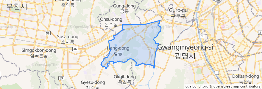 Mapa de ubicacion de 오류2동.