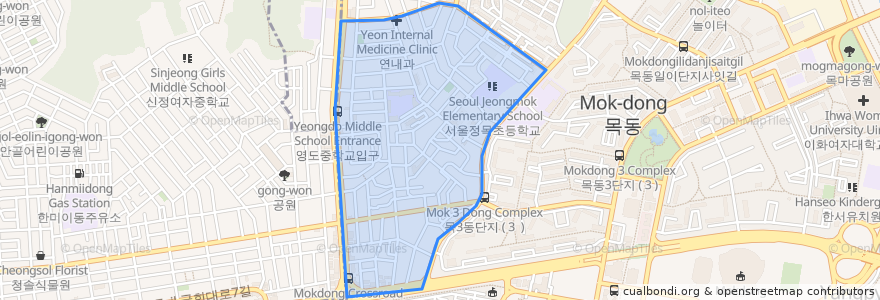 Mapa de ubicacion de 목4동.