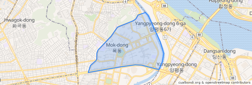 Mapa de ubicacion de Mok 5(o)-dong.