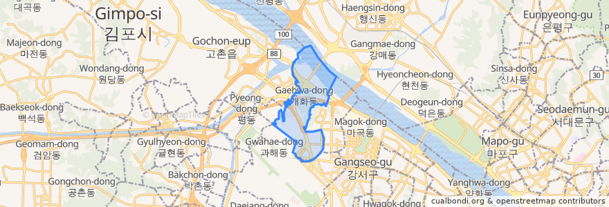 Mapa de ubicacion de 방화2동.