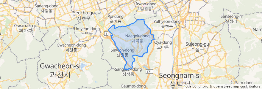 Mapa de ubicacion de 내곡동.