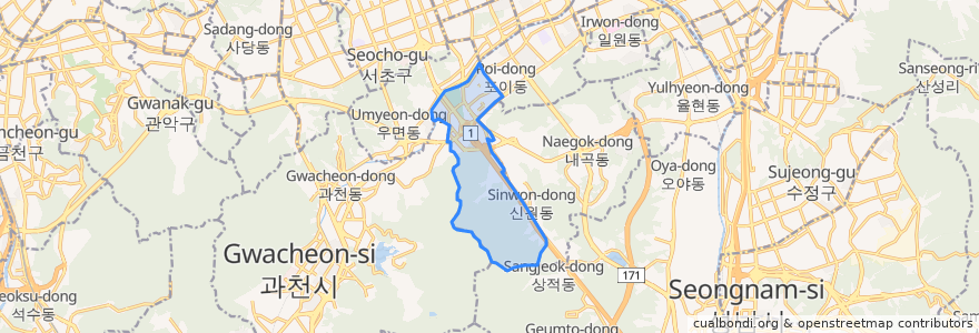 Mapa de ubicacion de 양재2동.