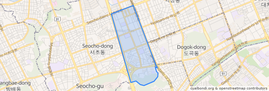 Mapa de ubicacion de 서초2동.