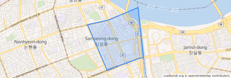 Mapa de ubicacion de Samseong 1(il)-dong.