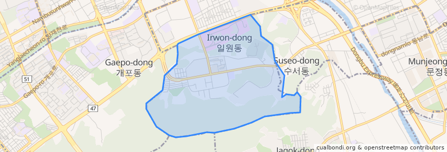 Mapa de ubicacion de Irwon bon-dong.