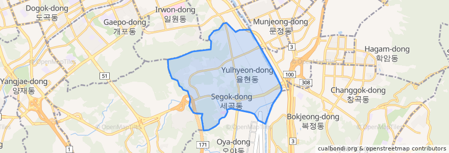 Mapa de ubicacion de 세곡동.