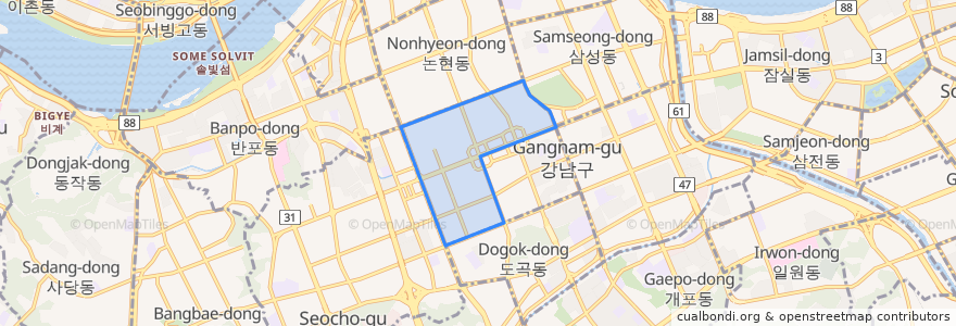 Mapa de ubicacion de 역삼1동.