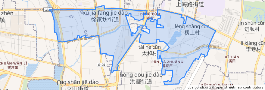 Mapa de ubicacion de Xujiafang Subdistrict.