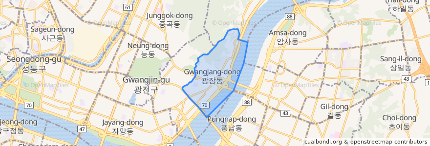 Mapa de ubicacion de 광장동.