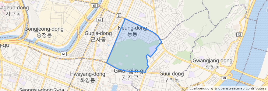 Mapa de ubicacion de 능동.