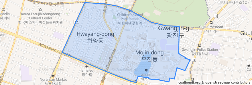 Mapa de ubicacion de Hwayang-dong.