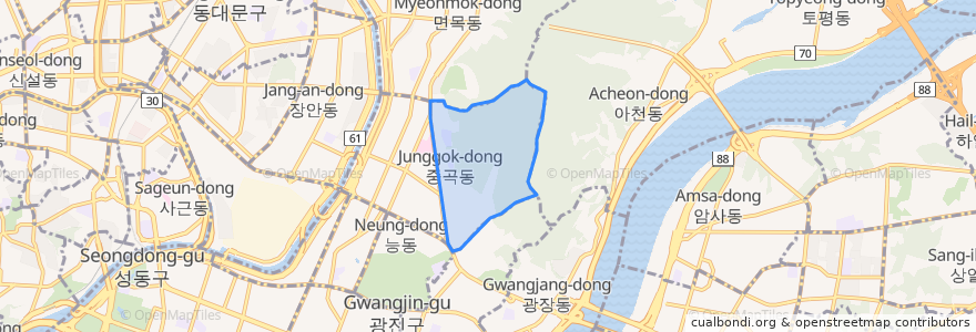 Mapa de ubicacion de 중곡4동.