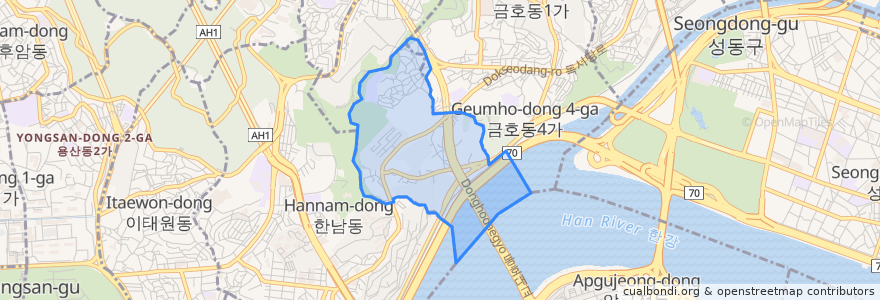 Mapa de ubicacion de 옥수동.