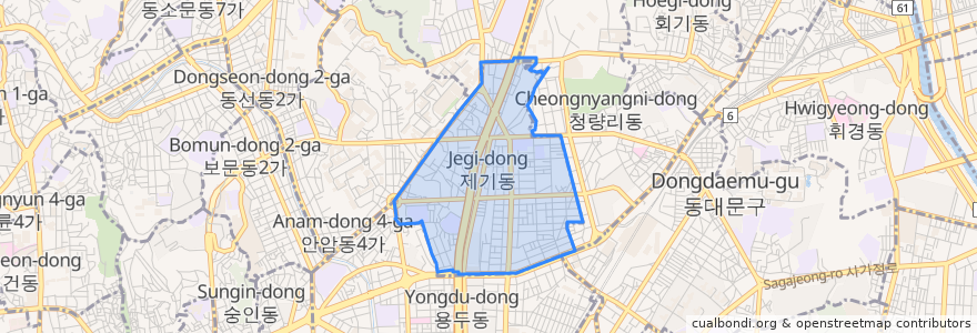 Mapa de ubicacion de 제기동.