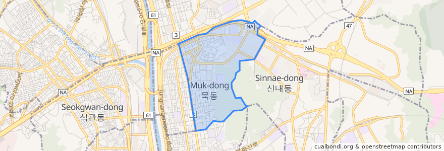 Mapa de ubicacion de 묵1동.