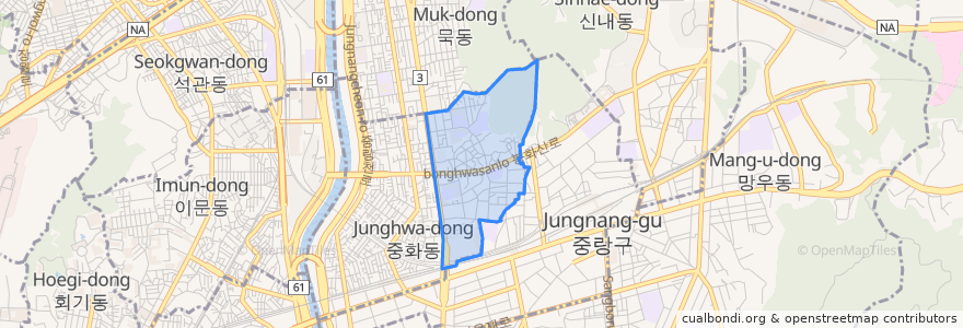 Mapa de ubicacion de 중화1동.