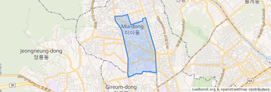 Mapa de ubicacion de 송천동.