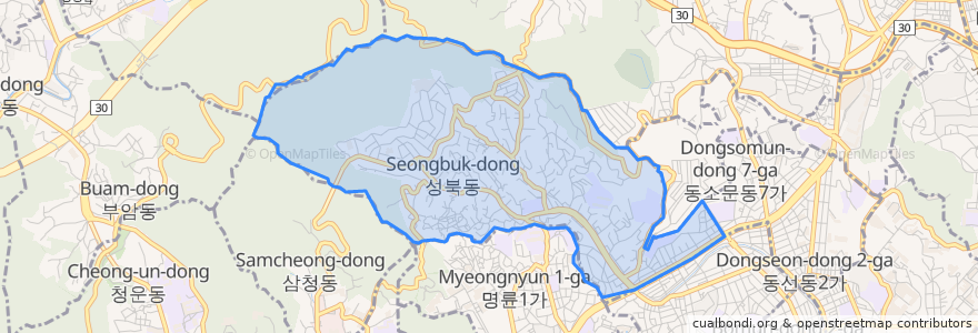 Mapa de ubicacion de 성북동.