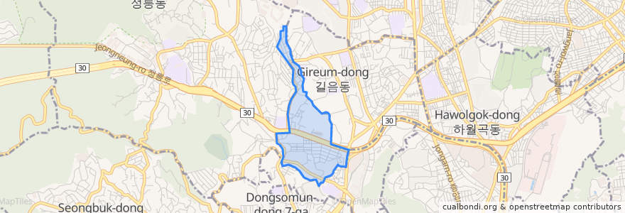 Mapa de ubicacion de 정릉1동.