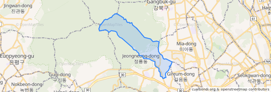 Mapa de ubicacion de 정릉4동.