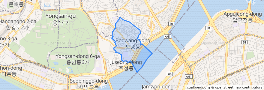 Mapa de ubicacion de 보광동.