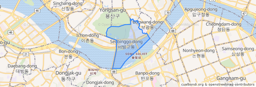 Mapa de ubicacion de Seobinggo-dong.