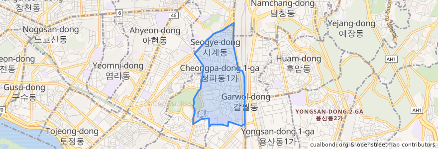 Mapa de ubicacion de Cheongpa-dong.