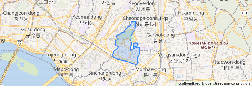 Mapa de ubicacion de 효창동.