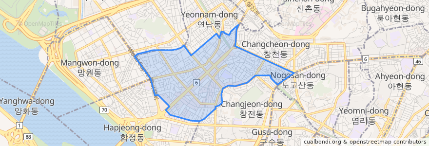 Mapa de ubicacion de 서교동.