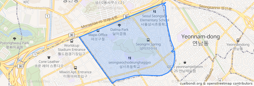 Mapa de ubicacion de 성산1동.