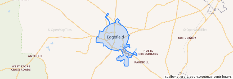 Mapa de ubicacion de Edgefield City/Town Limits.