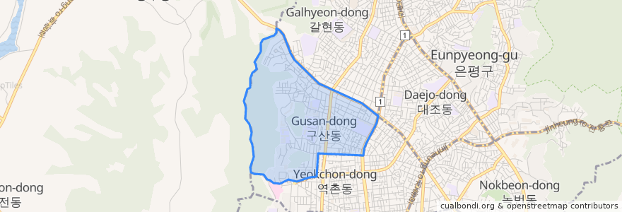 Mapa de ubicacion de 구산동.