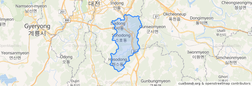 Mapa de ubicacion de 산내동.