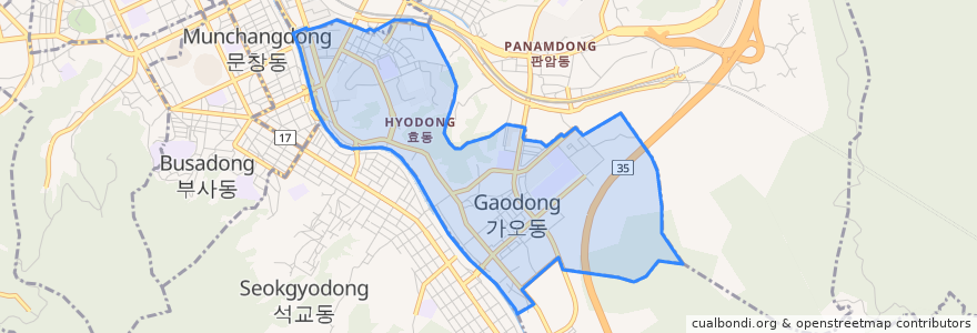 Mapa de ubicacion de 효동.