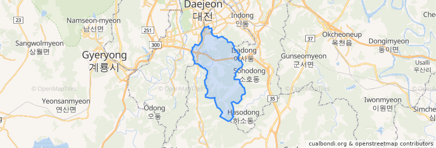 Mapa de ubicacion de 산성동.