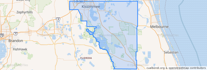 Mapa de ubicacion de Osceola County.