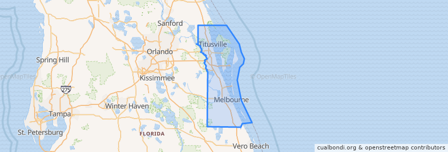 Mapa de ubicacion de Brevard County.