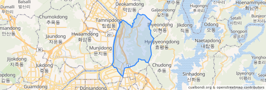 Mapa de ubicacion de 회덕동.