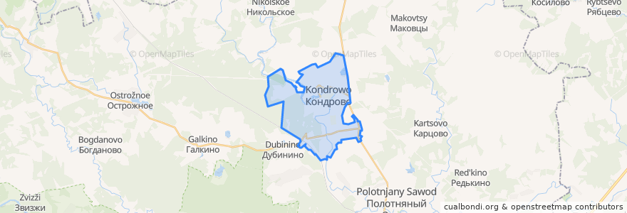 Mapa de ubicacion de городское поселение Кондрово.