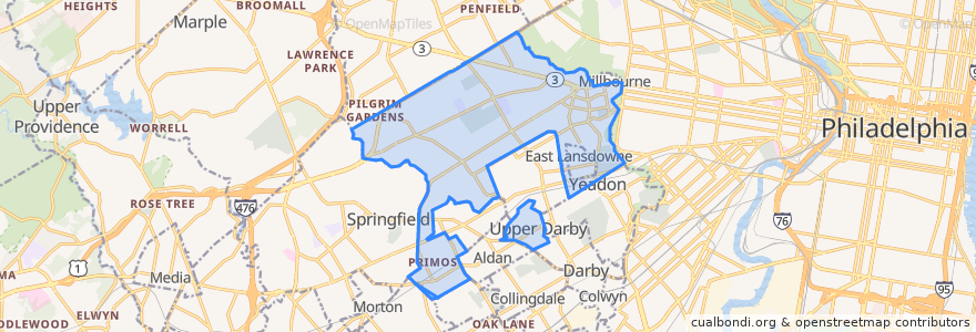 Mapa de ubicacion de Upper Darby.