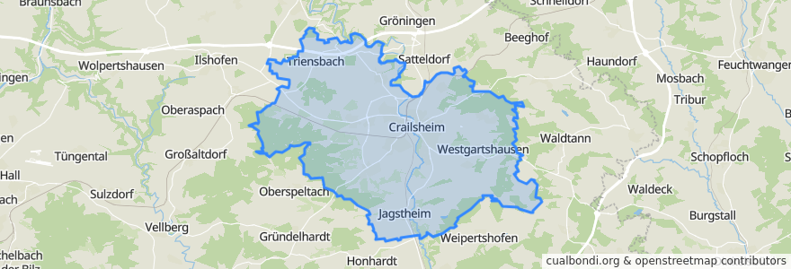 Mapa de ubicacion de Crailsheim.