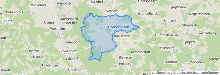 Mapa de ubicacion de Obersontheim.