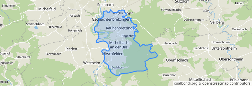 Mapa de ubicacion de Michelbach an der Bilz.