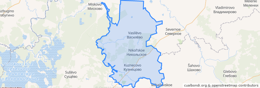 Mapa de ubicacion de Кузнецовское сельское поселение.